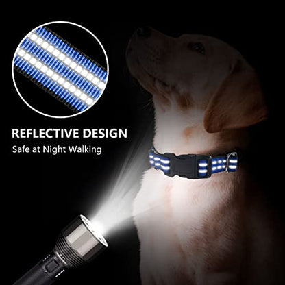 Hikiko Martingale Collar for Dogs Reflective Nylon Dog Collar with Quick Release Buckle Adjustable Training No Slip Dog Collar (Small, Blue) - color: Blue, size: Small