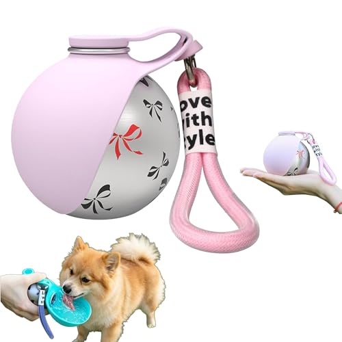 2 in 1 Portable Dog Water Bottle Portable Dog Water Bottle with Silicone Foldable Bowl Leak Proof Stainless Steel Dog Bottle for Hiking Compact Pet Water Bowl (Pink B) - color: Pink B