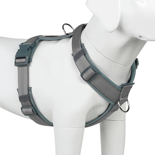 Plutus Pet No Pull Dog Harness, Adjustable Nylon Harness with Soft Padding, Reflective and Heavy Duty Dog Harness for Small, Medium, Large Dogs(Gray, S) - color: Gray, size: S