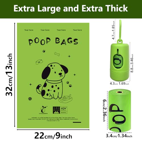 Biodegradable Dog Poop Bags, 240 Bags with Free Dispenser | ASTM D6400 & EN 13432 Compliant BPI Certified Poop Bags for Dogs, Unscented, Large, Earth Friendly Leakproof, Easy to Open - color: Green, size: 240 Count (Pack of 1)