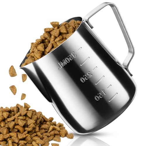 1.5 Cup Dog Food Scoop Stainless Steel Dog Food Measuring Cups Pet Food Scoop with Precision Scale Cupeasurements for Dogs,Cats or Bird Foods, Injection Molded and Dishwasher Safe (1.5 CUP) - size: 1.5 CUP
