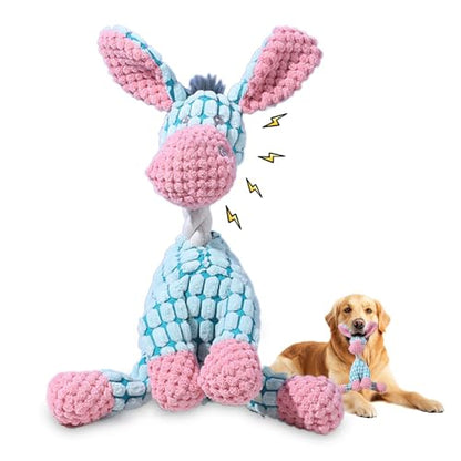 2025 New Dog Toys, Indestructible Plush Dog Toy, Dogs Toys for Aggressive Chewers, Dogs Squeaky Chew Toy for Indoor Pups Teething (Blue 1pcs) - color: Blue 1pcs