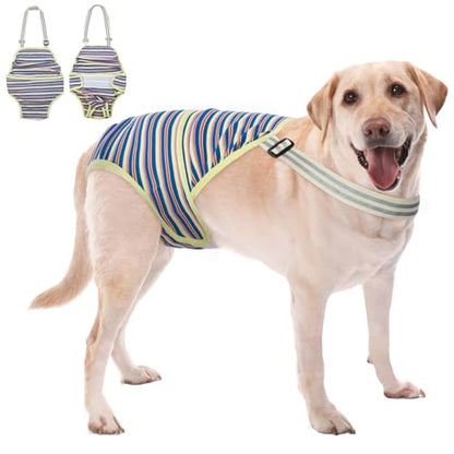 Dog Diapers Female,Female Dog Diapers for Heat Large Dogs, Washable Onesie Sanitary Pantie with Adjustable Suspender Washable, Reusable Period Panties Doggie Diaper, L - color: Dark blue, size: Large