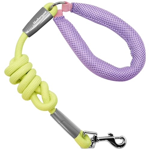 Blueberry Pet Dog Leash - Vibrant Mesh Puffer Handle, 4ft Rope Dog Leash in Yellow/Lilac Handle, Puppy Essentials, Dog Leashes for Large Dogs Heavy Duty, Gentle Leader for Dogs - color: Yellow&Lilac