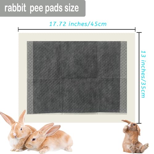 kathson 100 Piece Rabbit Pee Pads,Disposable Pet Pees Pad,Cage Black Carbon Liner,Super Absorbent Leak Proof Cushion Reduce Odor Bunny Training Accessories for Puppy Kitten Hamsters Hedgehog(S) - size: 17.7" x 13.0" / 100PCS