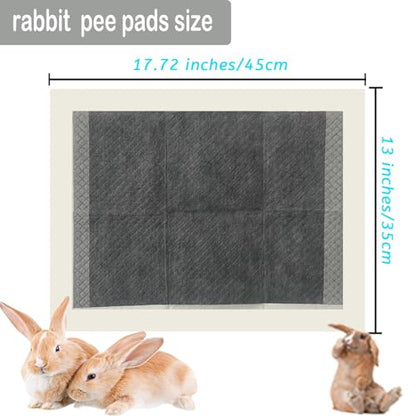 kathson 100 Piece Rabbit Pee Pads,Disposable Pet Pees Pad,Cage Black Carbon Liner,Super Absorbent Leak Proof Cushion Reduce Odor Bunny Training Accessories for Puppy Kitten Hamsters Hedgehog(S) - size: 17.7" x 13.0" / 100PCS