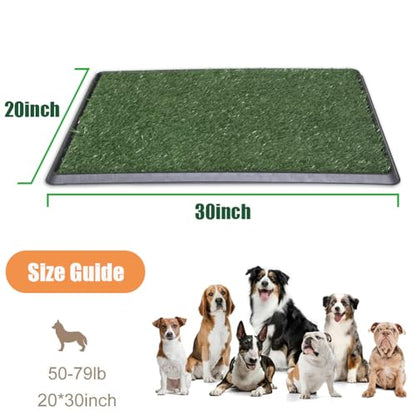 LITA Dog Grass Pad with Tray - Dog Litter Box with 2 Artificial Grass Pads - Potty Tray for Balcony Apartment Indoor Outdoor Use - 20x30 INCH - size: 20*30 INCH