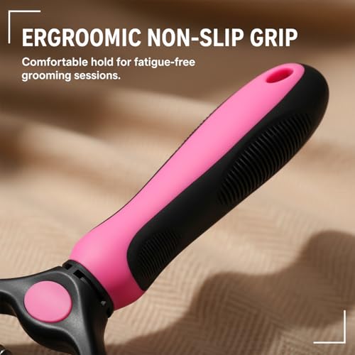 Sakerplus Pet Grooming Tool for Dogs & Cats, Professional Deshedding & Dematting Brush, Stainless Steel Undercoat Rake for Long & Short Hair Pets, Gentle Pet Hair Remover Comb (Pink,Small+Large) - color: Pink,Small+Large