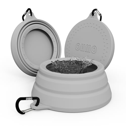 OHMO Spill Proof Collapsible Dog Water Bowl 24oz for Cars, No Splash Portable Bowls for Dog Travel, Pet Essentials for Road Trips, Cat Travel Accessories - color: Ash, size: 24oz