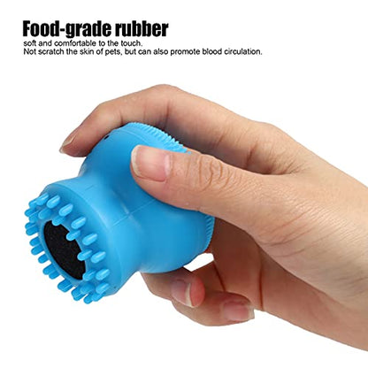ZJchao Dog Bath Brush, Dog Scrubber For Bath Cat Massager Shower Scrubber with Shampoo Dispenser Cat Rubber Soft Foaming Bath Brush For Shedding, Bathing, Massaging, Grooming, 2.0x2.1in (Blue - color: Blue 【Bubble Brush】