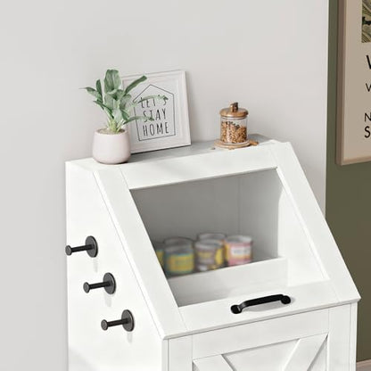 Dog Feeding Station with 2 Elevated Bowls, Dog Food Storage Cabinet with Pet Toy Organizer and Flip Top Pet Feeding Station,Hidden Pet Feeder Station for Cats and Dogs(Dog Feeding Station-White) - color: Dog Feeding Station-White
