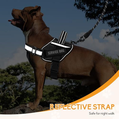 Service Dog Vest Harness and Leash Set, Animire in Training Dog Harness with 10 Dog Patches, Reflective Dog Leash with Soft Padded Handle for Small, Medium, Large, and Extra-Large Dogs (Black,S) - color: Black, size: S