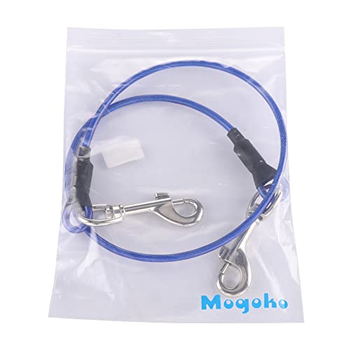 Mogoko Pet Dog Car Seat Belt Restraint, Coated Stainless Steel Chew Proof Dog Vehicle Safety Tether Cable, Double Clip No-Chew Pet Car Leash Lead-24 Inch - color: Blue, size: 24 inches