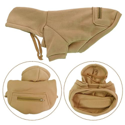 Jecikelon Dog Hoodies for Small Dogs with Zipper Pocket, Soft Fleece Puppy Clothes with Rope Hat, Warm Winter Outfits Cold Weather Coats, Cute Sweatshirt Chihuahua Costume (Khaki, Small) - color: Khaki, size: Small