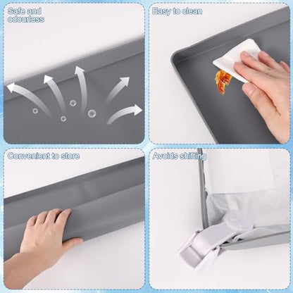 Penitue Silicone Dog Pee Pad Holder Fits Up to 24x24 Inch Pee Pads, Leak-Proof Raised Edges Puppy Potty Tray with 4 Fixing Clips Square Non-Slip Dog Pet Potty Training Mat for Floor Protection (Grey)