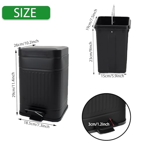 5L Dog Poop Trash Can with Lid for Outdoors，1.3 Gallon Trash Can with Activated Carbon Filter & Plastic Bags, Pet Waste Container，UP5L-BK-Fang