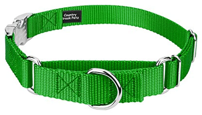 Country Brook Petz - Martingale Dog Collar - Heavy Duty Nylon Adjustable Martingale Dog Collar with Premium Buckle for Small Medium Large Breeds (5/8 Inch, Extra Small, Hot Lime Green) - color: Hot Lime Green, size: Extra Small (Pack of 1)