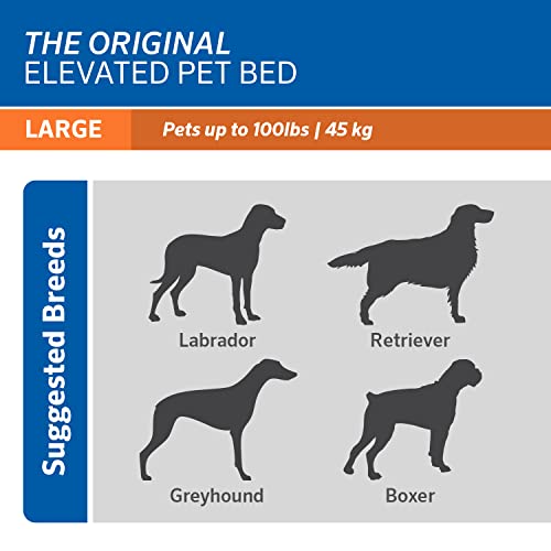 Coolaroo Original Elevated Dog Bed - Breathable Off-The-Ground Pet Bed with Cooling Fabric, Joint Relief & Moisture-Resistant Fabric, 100% Recyclable, Easy Clean, Aquatic Blue, Large - color: Aquatic Blue, style: Large Dog Bed