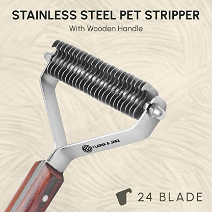 Flamia & Jabz Undercoat Rake for Dogs & Cats, Dematting Grooming Stripper Tool (24 Blades) - size: 24 Blades
