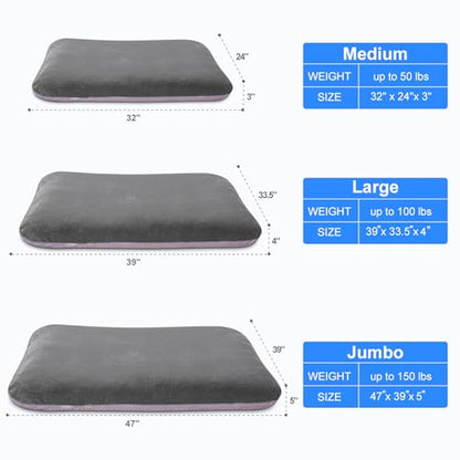 Magic Dog Super Comfy Dog Bed for Large Dogs, 47" Extra Large Washable Dog Bed with Removable Cover, Anti-Slip Bottom & High-Density Foam, Jumbo Size XL Dog Mattress - color: Grey, size: 47.0"L x 39.0"W x 5.0"Th