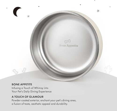 GrandTies Stainless Steel Engraved Pet Bowl | Reusable BPA-Free Insulated Pet Bowls | Large Heavy Duty Non Skid Spill Proof Dog Bowl | Outdoor Water Bowl (24oz, Powder Green) - color: Powder Green, size: 24oz