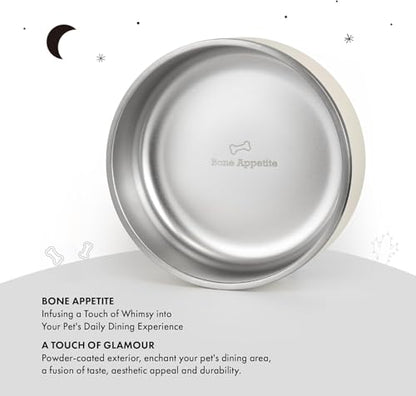 GrandTies Stainless Steel Engraved Pet Bowl | Reusable BPA-Free Insulated Pet Bowls | Large Heavy Duty Non Skid Spill Proof Dog Bowl | Outdoor Water Bowl (24oz, Powder Green) - color: Powder Green, size: 24oz