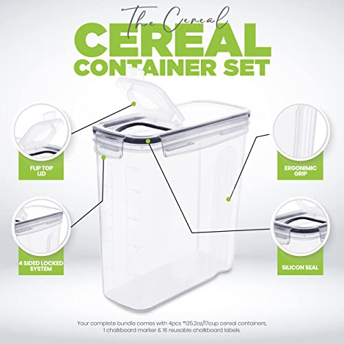 Utopia Kitchen Cereal Containers Storage Set – 6 Pack 4L(135.2 oz) Airtight Food Storage Containers with Lids, BPA-Free Cereal Dispensers for Pantry Organization and Storage (Clear) - size: 4 Liter (Pack of 6)