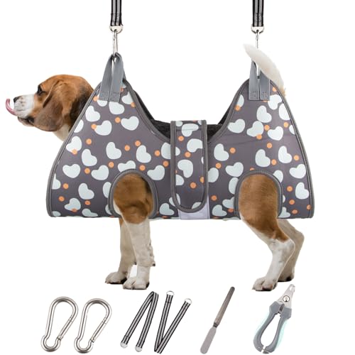 ATESON Dog Grooming Hammock Harness for Medium Dogs Nail Trimming, Dog Sling for Cutting Nails, Dog Hanging Holder Hanger for Clipping Nails with Nail Clippers, Nail File - size: M for Medium Dogs 55LB