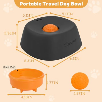 Yipetor Slow Feeder Dog Bowls for Liquid Treat, 【Enrichment Ball-Roll】 Bone Broth Dog Lick Bowl, 3/4 Cup Yogurt Pup Lick Toy for Large Medium Small Breeds Dietary Supplement/Post-op Nutrition - color: black