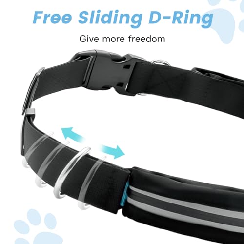 Caudblor Waist Leash for Medium Large Dog Walking, Bungee Hands Free Leash with Zipper Pouch, Around The Waist No Pull Running Dog Belt, Padded Handle Jogging No Hands Heavy Duty - color: Blue