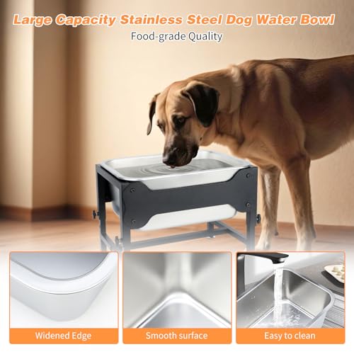 3 Gallons Elevated Large Dog Water Bowl, 4 Height Adjustable Stainless Steel Raised Dog Bowls with Stand, Indoor Outdoor Pet Water Bowl Relief Joint Pressure Pet Dishes for Dogs Easy Clean