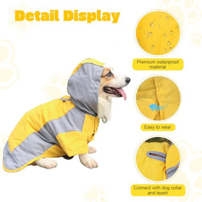 Dog Raincoat, Water Resistant, Adjustable, Cool Design (Yellow, Medium) - color: Yellow, size: Medium