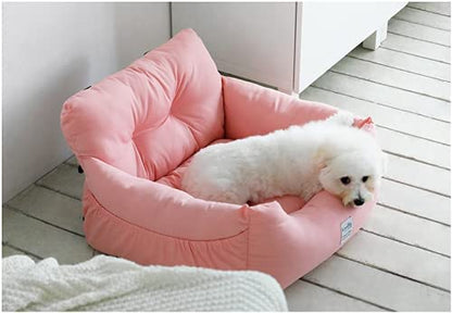 Aidou Dog Booster Seat for Small to Large Dogs & Cats, Pet Travel Safety Seat with Storage & Dual-use Car & Home Bed (Small Pink) - color: Small Pink