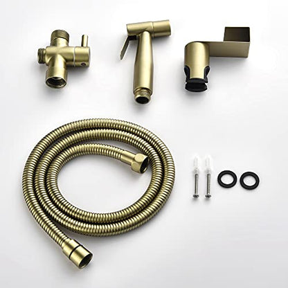 SHAMANDA Handheld Bidet Sprayer for Toilet, Stainless Steel Baby Cloth Diaper Sprayer Kit, Bathroom Toilet Bidet Attachment Set for Bathing Pets Feminine Hygiene, Brushed Gold BDS01-3 - color: Brushed Gold, style: Cold Water Mode Only