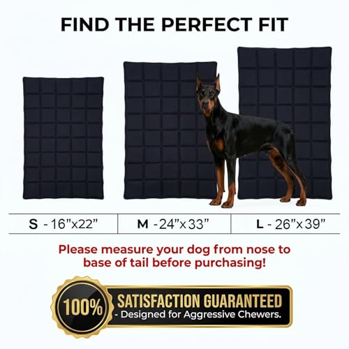 Chew Proof Dog Crate Pad – Indestructible Durable Crate Pad for Aggressive Chewers, Quilted Washable Waterproof Tough Kennel Mat, Replacement for Cage Tray, Indoor & Outdoor, 22″×16″, Black