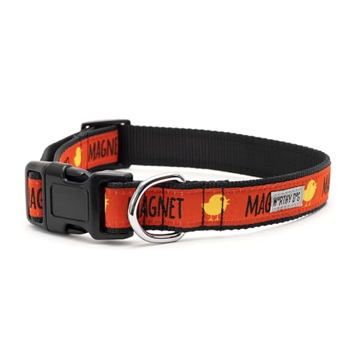 THE WORTHY DOG Spring Holiday Chick Magnet Dog Collar – Durable Nylon, Woven Ribbon, Quick-Release Buckle, Nickel D-Ring – Red, X-Small - color: Chick Magnet - Red, size: X Small