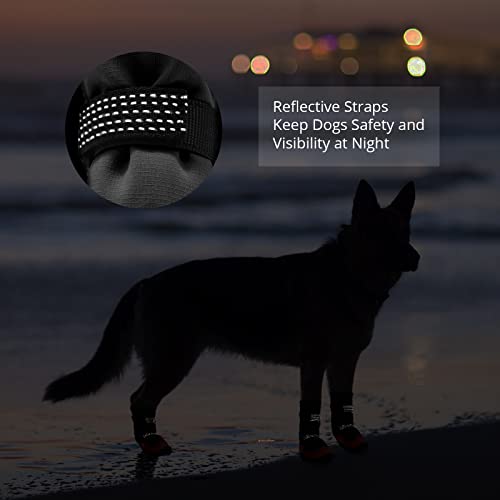 Dog Shoes for Hot Pavement Anti-Slip Dog Boots & Paw Protectors for Summer Rainy Day Dog Snow Boots Waterproof Dog Shoes for Small Medium Large Dogs with Reflective Straps for Hiking 4Pcs - size: Size 6: 2.55''x2.36''(L*W)