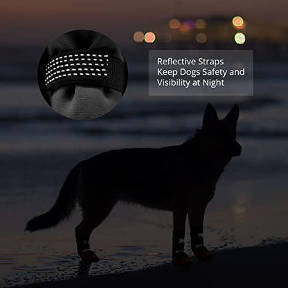 Dog Shoes for Hot Pavement Anti-Slip Dog Boots & Paw Protectors for Summer Rainy Day Dog Snow Boots Waterproof Dog Shoes for Small Medium Large Dogs with Reflective Straps for Hiking 4Pcs - size: Size 3: 1.96''x1.77''(L*W)