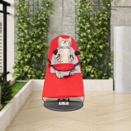 Pet Rocking Chair, Portable Dog Rocker Bed Chair 4 Modes Adjustments Pet Rocker Bed Washable Removable Small Dogs Cots Sofa Beds for Pets Under 33lbs/15Kg (Red) - color: Red