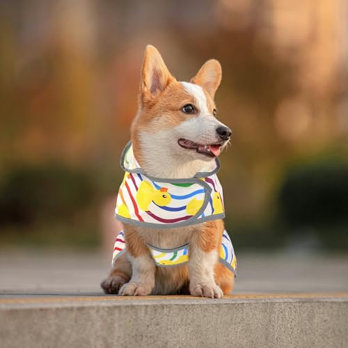 Dog Raincoat for Large Dogs Waterproof Jacket Hooded Rain Coats with Reflective Strips Leash Hole & Poncho Adjustable Fit (Rainbow,XL) - color: Rainbow Ducks, size: X-Large
