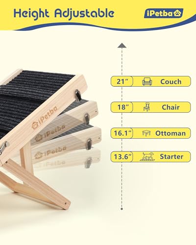 Dog Ramp for Couch - Joint & Spine Support with Gentle Incline for Small Dogs, Adjustable, Anti-Slip & Foldable, Up to 35 lbs - size: Small