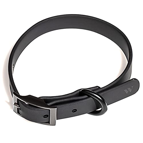 Wild One Dog Collar, Easy-Clean, All Weather Flex-Poly Strap with Metal, Durable, Dirt and Odor Resistant (Black, M) - color: Black, size: M