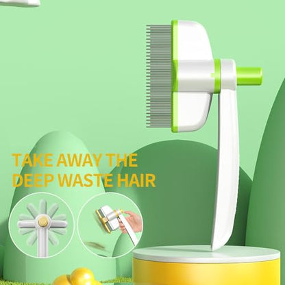 Pets Grooming Comb - Dog Hair Comb | Rotation Design Pet Grommer Comb with Release Button | Detangling Cat Comb | Dematting Comb | Cat Comb for Pets Removing Loose Hair for Shedding and Detangling - color: Green