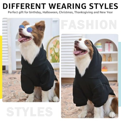 SCENEREAL Thanksgiving Dog Hoodie with Leash Hole Male Female - Warm & Soft Fleece Pet Sweater Clothes Sweatshirt with Leaf Pattern, Cold Weather Coat for Small Medium Large Dogs Puppies, M - color: Black (Maple Leaf Print), size: Medium