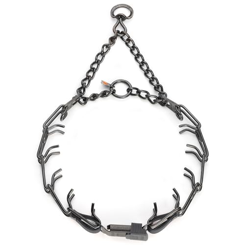 Herm Sprenger Black Stainless Steel Dog Collar with Quick Release ClicLock Buckle and Biothane Insert Training Collar Made in Germany (Black, 23in x 3.2mm(Neck Size up to19-20in)) - color: Black, size: 23in x 3.2mm(neck size up to19-20in)