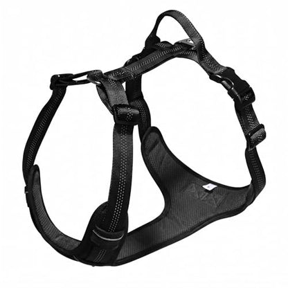 No Pull Dog Harness, Adjustable Vest with Front & Back Metal Leash Clips, Reflective for Safe Night Walks, Traffic Handle & Seatbelt Compatible, Breathable Padded Harness, Black, S - color: Black, size: S