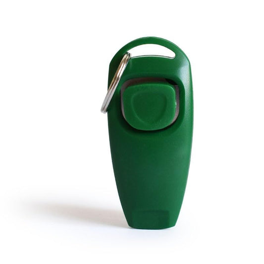2 in 1 Pet Whiste Training Clicker with Wrist Strap, Suitable for Dog, Cat, Bird or Other Pets(Green) - color: Green