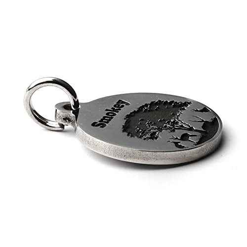 Deep Engraved Dog ID Tag Stainless Steel Personalized Customized Unique Pet ID Card Wolf Round (Jungle S) - size: Jungle S