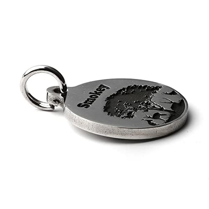 Deep Engraved Dog ID Tag Stainless Steel Personalized Customized Unique Pet ID Card Wolf Round (Jungle S) - size: Jungle S