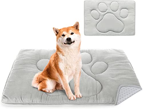 Dog Mat for Crate, Dog Bed Mat with Anti-Slip Bottom 23"x 36", Warm Pet Bed Mat, Machine Washable Pet Mattress for Pet Sleeping - color: Grey, size: Large (23" x 36")